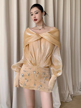 Sheer Mini Dress - Crystals & Off Shoulder